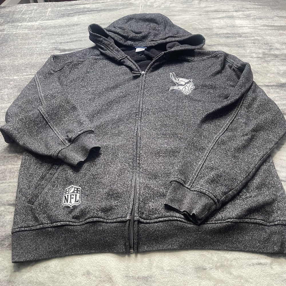 Reebok NFL Vintage Minnesota Viking Fleece Lined Gray Hoodie Men's XL Full Zip
